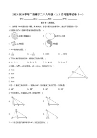 广西南宁第二中学2023-2024学年上学期八年级月考数学试卷（一）