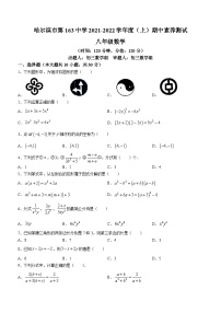 黑龙江省哈尔滨市南岗区第一六三学校2021-2022学年八年级上学期期中数学(五四制)试题