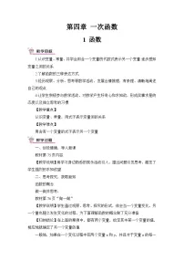 初中数学北师大版八年级上册1 函数教案设计