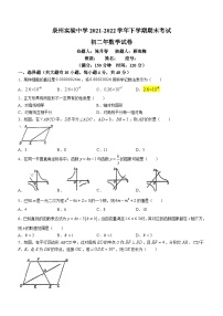 福建省泉州市丰泽区泉州实验中学2021-2022学年八年级下学期期末数学试题(无答案)