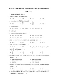 2022-2023学年海南省东方市港务中学九年级（上）段测数学试卷（二）（含解析）