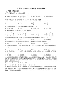 山东省济宁市鱼台县实验中学2023-2024学年九年级上学期月考数学试题(无答案)