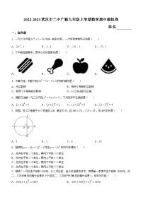 湖北省武汉二中广雅中学2022-2023学年九年级上学期期中数学试题(无答案)