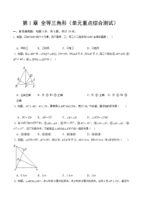 【期中单元测试卷】（苏科版） 2023-2024学年八年级数学上册 第一章 全等三角形（单元重点综合测试）