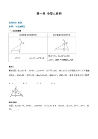 【期中单元重点题型】（苏科版）2023-2024学年八年级数学上册 第一章+全等三角形模型归纳（知识拓展）