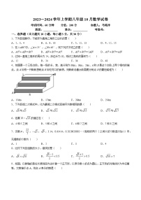 河南省郑州市二七区郑州实验外国语中学2023-2024学年八年级上学期10月月考数学试题(无答案)