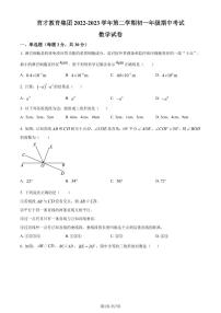 广东省深圳市育才教育集团2022-2023学年七年级下学期期中考试数学试卷（原卷及解析版）