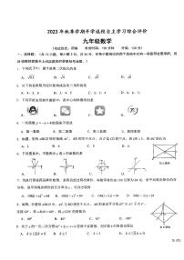 广西南宁市高新区民大中学2023-2024学年上学期九年级开学考数学试题（月考）