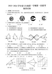 江苏省宿迁市沭阳县2023—2024学年上学期第一次联考+八年级数学试卷+（月考）