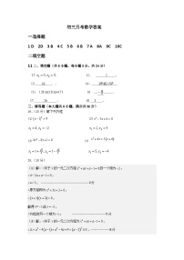 江苏省宿迁市泗阳县桃州中学2023-2024学年九年级上学期第一次阶段测试数学试卷（月考）