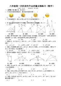 浙江省台州市书生中学2023—2024学年上学期第一次阶段性作业质量反馈八年级数学练习（月考）