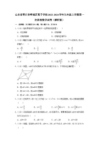 山东省枣庄市峄城区荀子学校2023-2024学年九年级上学期第一次质检数学试卷 （月考）