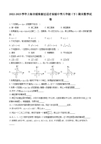 2022-2023学年上海市浦东新区进才实验中学八年级（下）期末数学试卷（含答案解析）