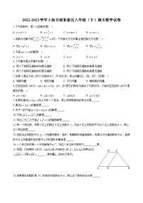 2022-2023学年上海市浦东新区八年级（下）期末数学试卷（含答案解析）