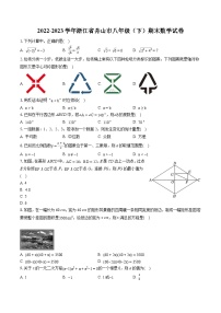 2022-2023学年浙江省舟山市八年级（下）期末数学试卷（含答案解析）
