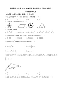 福建省福州第十九中学2023-2024学年九年级上学期月考数学试题