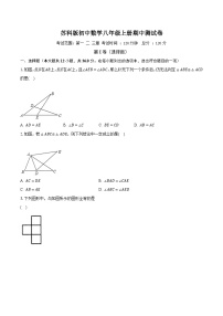 苏科版初中数学八年级上册期中测试卷（较易）（含答案解析）