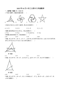 黑龙江省哈尔滨市工业大学附属中学2023-2024学年八年级上学期月考数学试题