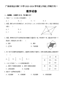 广东省茂名市信宜市信宜市第二中学2023-2024学年九年级上学期10月月考数学试题