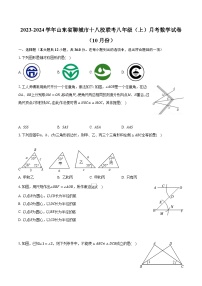 山东省聊城市十八校联考2023-2024学年八年级上学期月考数学试卷（10月份）