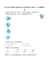 2023-2024学年浙江省金华市义乌市丹溪中学八年级（上）开学数学试卷（含解析）