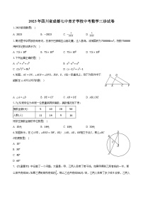 2023年四川省成都七中育才学校中考数学三诊试卷（含解析）