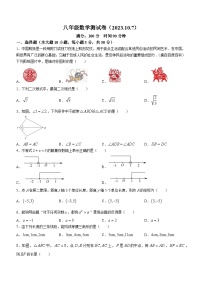 浙江省宁波市江北区宁波大学青藤书院2023-2024学年八年级上学期10月月考数学试题