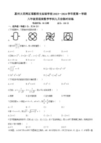 广东省惠州市北大培文大亚湾实验学校2023-2024学年八年级上学期（贯通班）月考数学试题(无答案)