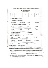 河南省周口市郸城县2023-2024学年九年级上学期月考数学试卷