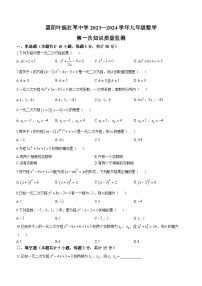 广东省惠州市惠阳区中国工农红军惠阳叶挺红军中学2023- 2024学年九年级上学期第一次月考数学试题(无答案)