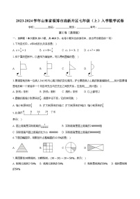 山东省淄博市高新片区2023-2024学年七年级上学期入学数学试卷 （月考）