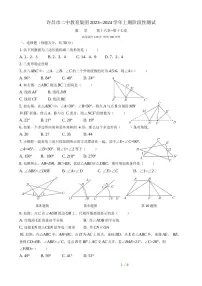 河南省许昌市二中教育集团 2023-2024 学年八年级上学期阶段性测试 数 学 试题（无答案）