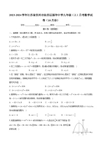 江苏省苏州市姑苏区振华中学2023-2024学年九年级上学期月考数学试卷（10月份）