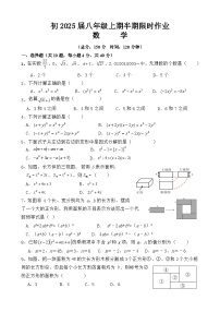 四川省资阳市乐至县乐至中学2023-2024学年八年级上学期期中考试数学试题