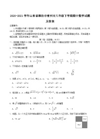 2020-2021学年山东省潍坊市青州市八年级下学期期中数学试题及答案