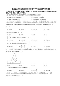 浙江省金华市金东区2023-2024学年八年级上册数学开学试卷