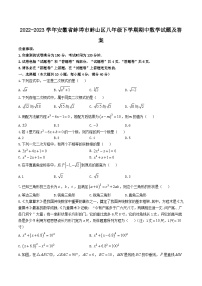 2022-2023学年安徽省蚌埠市蚌山区八年级下学期期中数学试题及答案