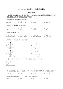 广东省中山市部分学校2024届九年级上学期开学考试数学试卷(含答案)