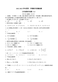 山东省滨州市滨城区2022-2023学年七年级上学期期中教学质量抽测（A）数学试卷(含答案)