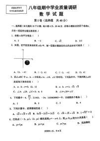 山东省济南市市中区2023-2024学年八年级上学期期中数学试题