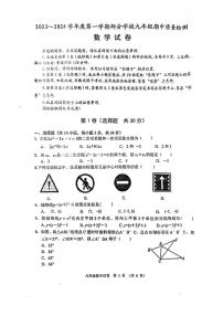湖北省武汉市蔡甸，黄陂、江夏区2023~2024学年上学期期中考试九年级数学试卷