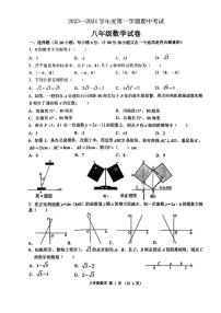 陕西省西安工业大学附属中学2023-2024学年上学期八年级期中数学试卷