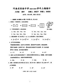 河南省实验中学2023-2024九年级期中考试考试数学试卷