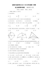 江苏省无锡市省锡中实验学校2023—2024学年上学期九年级期中考试数学试卷