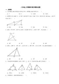 人教版八年级上学期期中数学模拟试卷七套附参考答案