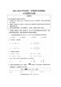 江苏省南通市启东市2023-2024学年七年级上学期11月期中数学试题