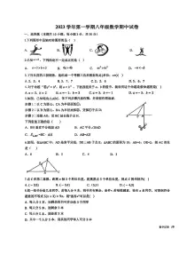 浙江省宁波市海曙四校联考2023-2024学年八年级上学期期中数学试卷