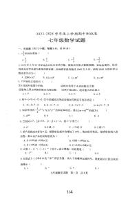 山东省日照市田家炳实验中学2023-2024学年七年级上学期期中数学试卷