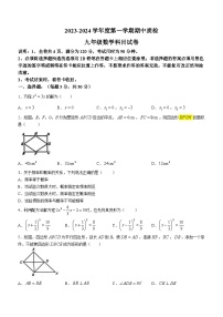 广东省揭阳市榕城区2023-2024学年九年级上学期期中数学试题