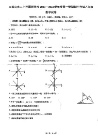 安徽省马鞍山市二中外国语分校2023-2024学年八年级上学期期中考试数学试题